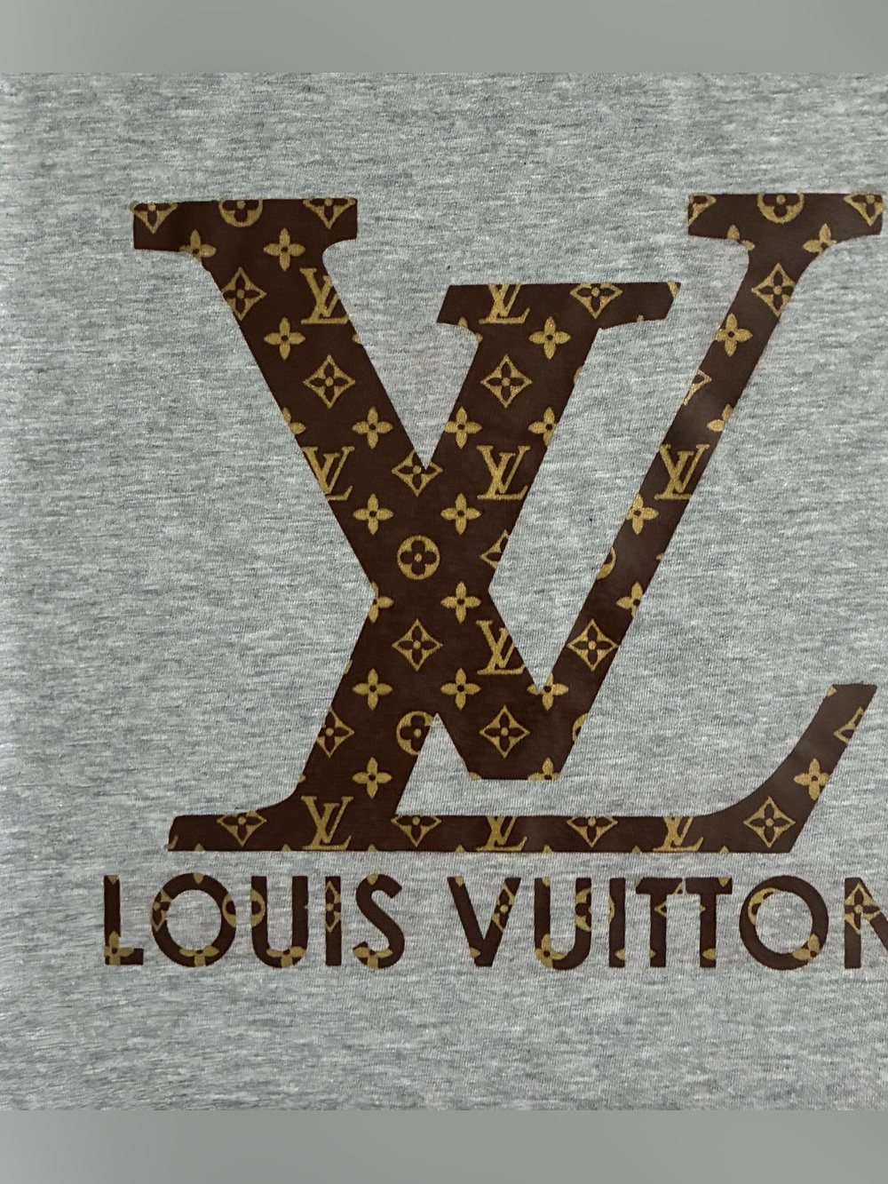 New Men’s Luxury LV Heather Gray Short Sleeve T-Shirt Size XL